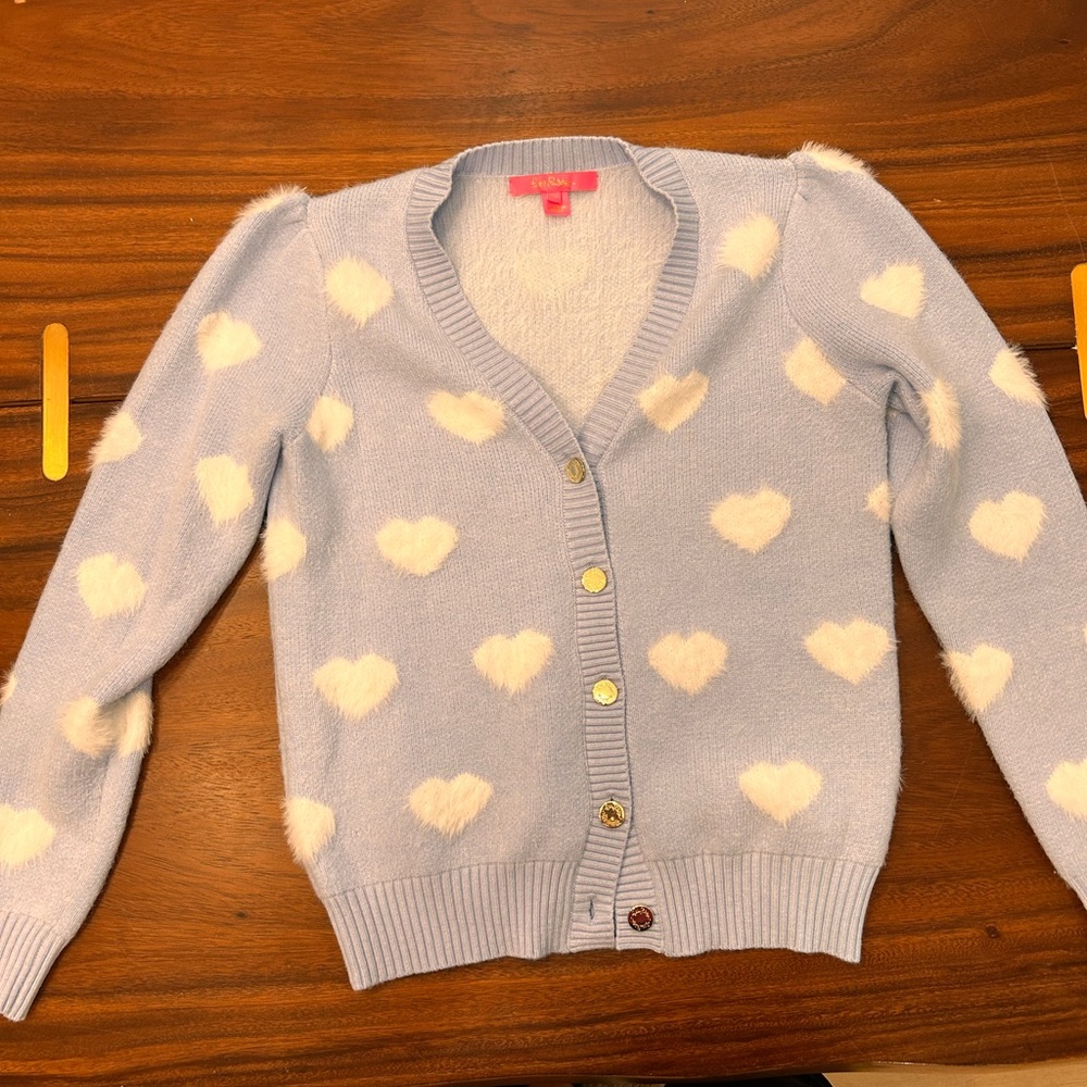 Lilly Pulitzer Light Blue Heart Cardigan